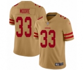 Women's San Francisco 49ers #33 Tarvarius Moore Limited Gold Inverted Legend Football Jersey