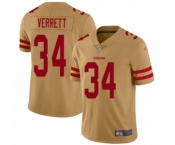 Women's San Francisco 49ers #34 Jason Verrett Limited Gold Inverted Legend Football Jersey