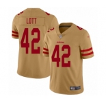 Women's San Francisco 49ers #42 Ronnie Lott Limited Gold Inverted Legend Football Jersey