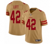 Women's San Francisco 49ers #42 Ronnie Lott Limited Gold Inverted Legend Football Jersey