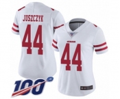 Women's San Francisco 49ers #44 Kyle Juszczyk White Vapor Untouchable Limited Player 100th Season Football Jersey