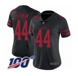 Women's San Francisco 49ers #44 Tom Rathman Black Vapor Untouchable Limited Player 100th Season Football Jersey