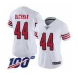 Women's San Francisco 49ers #44 Tom Rathman Limited White Rush Vapor Untouchable 100th Season Football Jersey