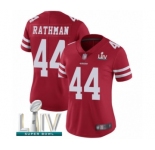 Women's San Francisco 49ers #44 Tom Rathman Red Team Color Vapor Untouchable Limited Player Super Bowl LIV Bound Football Jersey