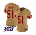 Women's San Francisco 49ers #51 Malcolm Smith Limited Gold Inverted Legend 100th Season Football Jersey