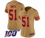 Women's San Francisco 49ers #51 Malcolm Smith Limited Gold Inverted Legend 100th Season Football Jersey