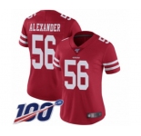 Women's San Francisco 49ers #56 Kwon Alexander Red Team Color Vapor Untouchable Limited Player 100th Season Football Jersey