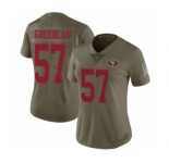 Women's San Francisco 49ers #57 Dre Greenlaw Limited Olive 2017 Salute to Service Football Jersey