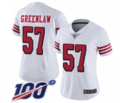Women's San Francisco 49ers #57 Dre Greenlaw Limited White Rush Vapor Untouchable 100th Season Football Jersey