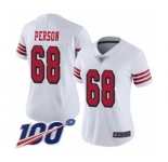 Women's San Francisco 49ers #68 Mike Person Limited White Rush Vapor Untouchable 100th Season Football Jersey