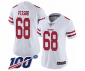 Women's San Francisco 49ers #68 Mike Person White Vapor Untouchable Limited Player 100th Season Football Jersey