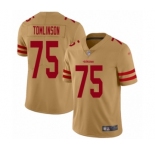 Women's San Francisco 49ers #75 Laken Tomlinson Limited Gold Inverted Legend Football Jersey