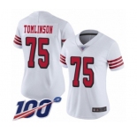 Women's San Francisco 49ers #75 Laken Tomlinson Limited White Rush Vapor Untouchable 100th Season Football Jersey