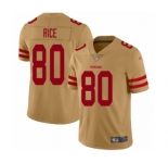 Women's San Francisco 49ers #80 Jerry Rice Limited Gold Inverted Legend Football Jersey