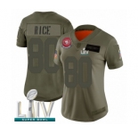 Women's San Francisco 49ers #80 Jerry Rice Limited Olive 2019 Salute to Service Super Bowl LIV Bound Football Jersey
