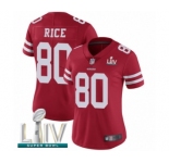 Women's San Francisco 49ers #80 Jerry Rice Red Team Color Vapor Untouchable Limited Player Super Bowl LIV Bound Football Jersey
