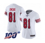 Women's San Francisco 49ers #81 Terrell Owens Limited White Rush Vapor Untouchable 100th Season Football Jersey