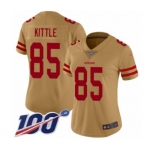 Women's San Francisco 49ers #85 George Kittle Limited Gold Inverted Legend 100th Season Football Jersey