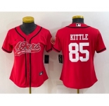 Women's San Francisco 49ers #85 George Kittle Red With Patch Cool Base Stitched Baseball Jersey