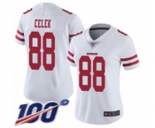 Women's San Francisco 49ers #88 Garrett Celek White Vapor Untouchable Limited Player 100th Season Football Jersey