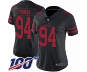 Women's San Francisco 49ers #94 Solomon Thomas Black Vapor Untouchable Limited Player 100th Season Football Jersey