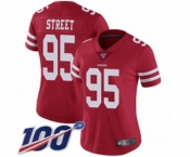 Women's San Francisco 49ers #95 Kentavius Street Red Team Color Vapor Untouchable Limited Player 100th Season Football Jersey