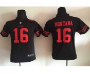Nike Youth New 49ers #16 Joe Montana Black Alternate Stitched jerseys