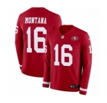 Youth Nike San Francisco 49ers #16 Joe Montana Limited Red Therma Long Sleeve NFL Jersey