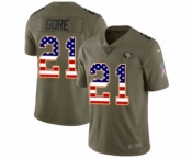 Youth Nike San Francisco 49ers #21 Frank Gore Limited Olive USA Flag 2017 Salute to Service NFL Jersey