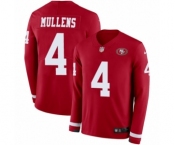 Youth Nike San Francisco 49ers #4 Nick Mullens Limited Red Therma Long Sleeve NFL Jersey