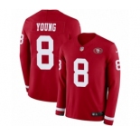 Youth Nike San Francisco 49ers #8 Steve Young Limited Red Therma Long Sleeve NFL Jersey