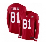 Youth Nike San Francisco 49ers #81 Trent Taylor Limited Red Therma Long Sleeve NFL Jersey