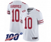 Youth San Francisco 49ers #10 Jimmy Garoppolo White Vapor Untouchable Limited Player 100th Season Football Jersey