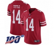 Youth San Francisco 49ers #14 Y.A. Tittle Red Team Color Vapor Untouchable Limited Player 100th Season Football Jersey