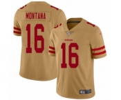 Youth San Francisco 49ers #16 Joe Montana Limited Gold Inverted Legend Football Jersey