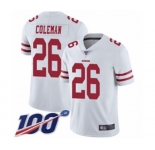 Youth San Francisco 49ers #26 Tevin Coleman White Vapor Untouchable Limited Player 100th Season Football Jersey