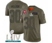Youth San Francisco 49ers #30 Jeff Wilson Limited Olive 2019 Salute to Service Super Bowl LIV Bound Football Jersey