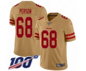 Youth San Francisco 49ers #68 Mike Person Limited Gold Inverted Legend 100th Season Football Jersey