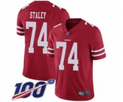 Youth San Francisco 49ers #74 Joe Staley Red Team Color Vapor Untouchable Limited Player 100th Season Football Jersey