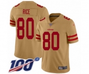 Youth San Francisco 49ers #80 Jerry Rice Limited Gold Inverted Legend 100th Season Football Jersey