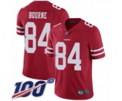 Youth San Francisco 49ers #84 Kendrick Bourne Red Team Color Vapor Untouchable Limited Player 100th Season Football Jersey