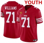 Youth san francisco 49ers #71 trent williams red 2025 f.u.s.e. with 4-star c patch vapor untouchable limited stitched football jersey