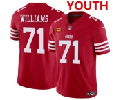 Youth san francisco 49ers #71 trent williams red 2025 f.u.s.e. with 4-star c patch vapor untouchable limited stitched football jersey