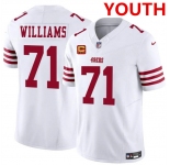 Youth san francisco 49ers #71 trent williams white 2025 f.u.s.e. with 4-star c patch vapor untouchable limited stitched football jersey