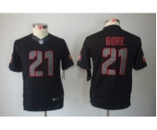 nike youth nfl jerseys san francisco 49ers #21 gore black[nike impact limited]