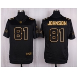 Nike Detroit Lions #81 Calvin Johnson Black Pro Line Gold Collection Jersey[Elite]