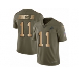 Men Nike Detroit Lions #11 Marvin Jones Jr Limited Olive Gold Salute to Service NFL Jersey