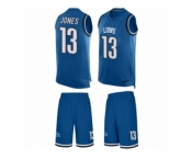 Men Nike Detroit Lions #13 T.J. Jones Limited Blue Tank Top Suit NFL Jersey