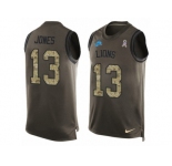 Men Nike Detroit Lions #13 T.J. Jones Limited Green Salute to Service Tank Top NFL Jersey