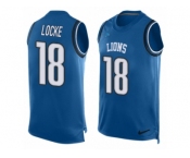 Men Nike Detroit Lions #18 Jeff Locke Limited Blue Player Name & Number Tank Top NFL Jersey